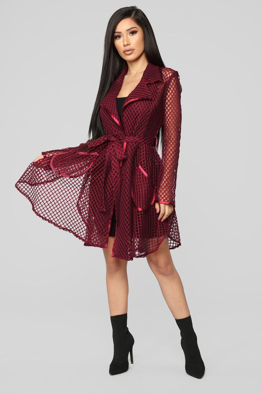 Caught His Eye Jacket - Burgundy - jameswhite001