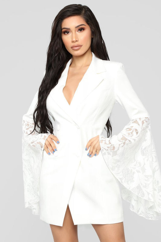Chic Like Me Blazer Dress - White - jameswhite001