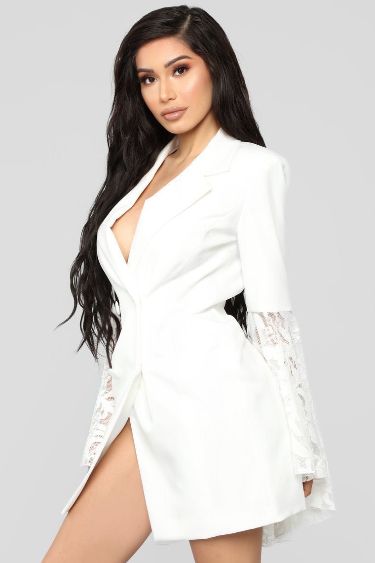 Chic Like Me Blazer Dress - White - jameswhite001