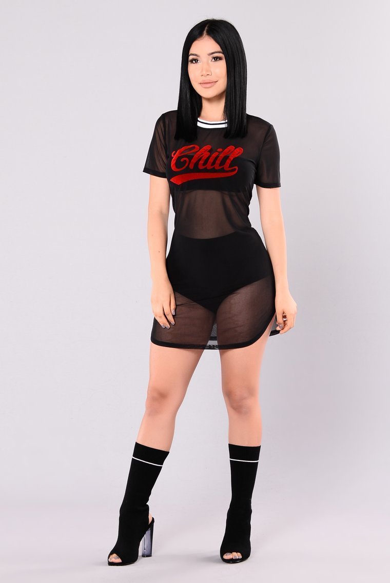 Chill Out Bro Mesh Dress - Black - jameswhite001