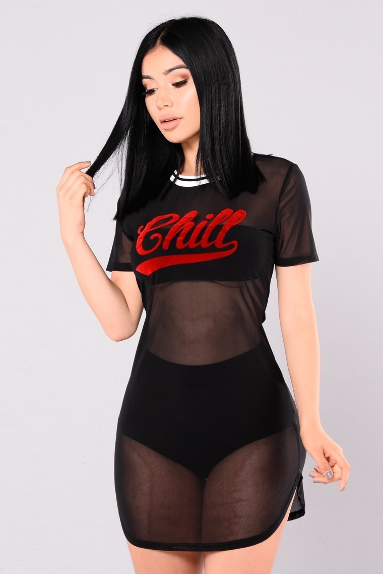 Chill Out Bro Mesh Dress - Black - jameswhite001
