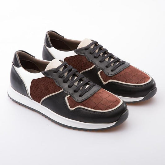 CHRISTIAN - BRICK & BROWN - EMBSOSED CALF NUBUCK & LEATHER - jameswhite001