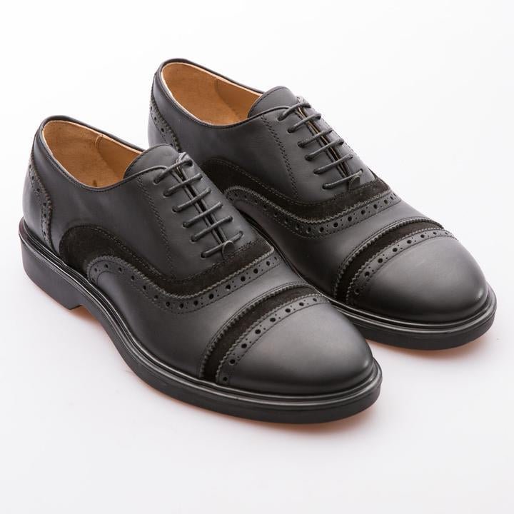 CHRISTOPHER - BLACK - CALF LEATHER & SUEDE - jameswhite001