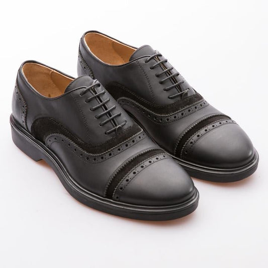 CHRISTOPHER - BLACK - CALF LEATHER & SUEDE - jameswhite001