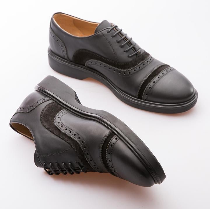 CHRISTOPHER - BLACK - CALF LEATHER & SUEDE - jameswhite001