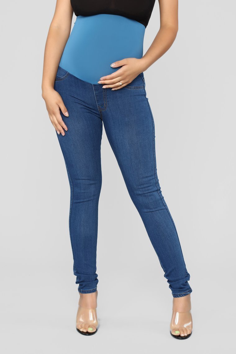 Classic Fit High Waist Skinny Maternity Jeans - Medium Wash - jameswhite001