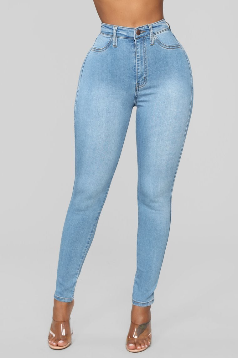 Classic High Waist 27" Skinny Jeans - Light Blue Wash - jameswhite001