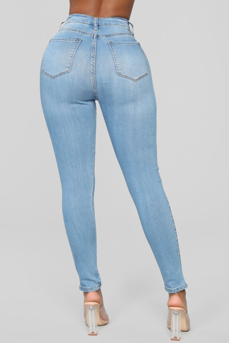Classic High Waist 27" Skinny Jeans - Light Blue Wash - jameswhite001