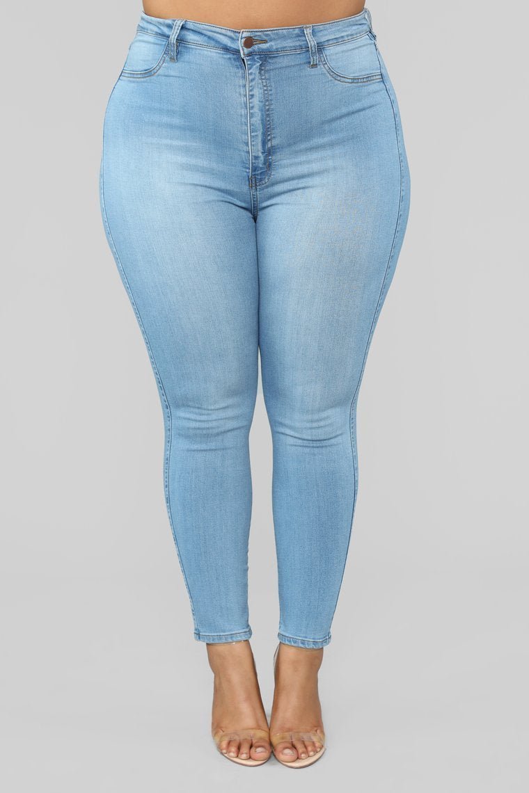 Classic High Waist 27" Skinny Jeans - Light Blue Wash - jameswhite001