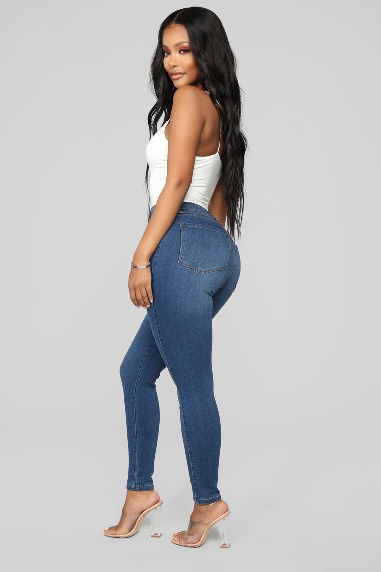 Classic High Waist 27" Skinny Jeans - Medium Blue Wash - jameswhite001