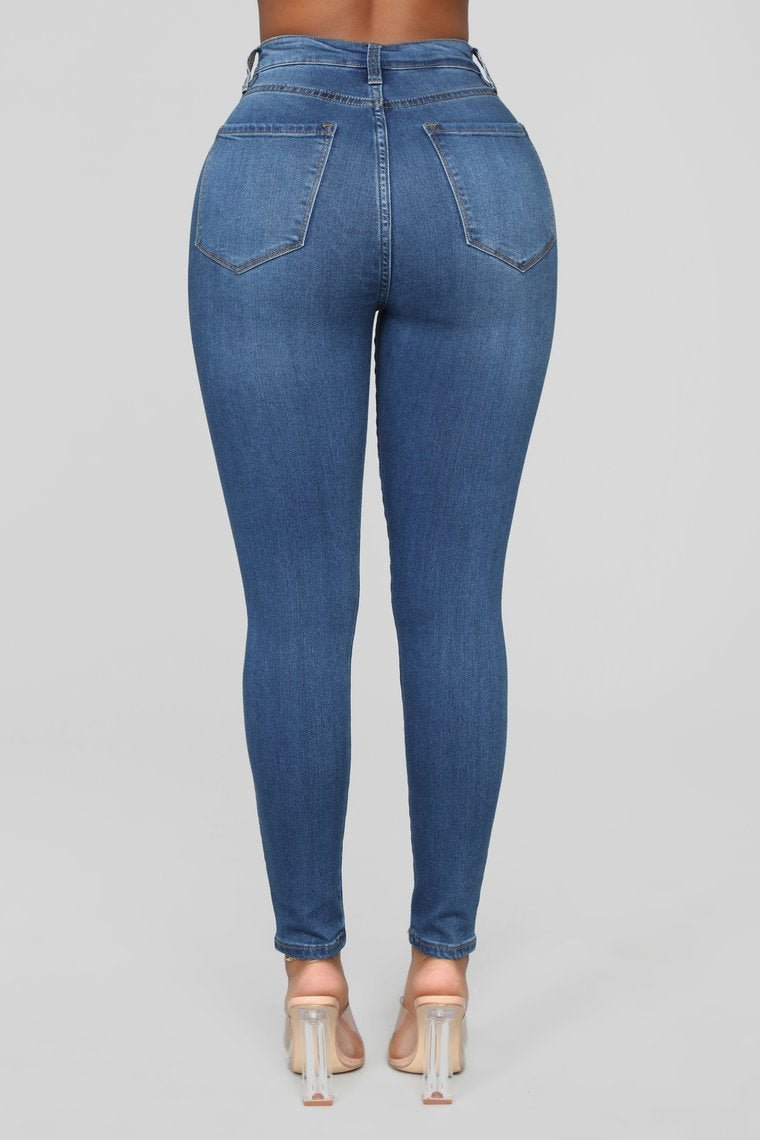 Classic High Waist 27" Skinny Jeans - Medium Blue Wash - jameswhite001