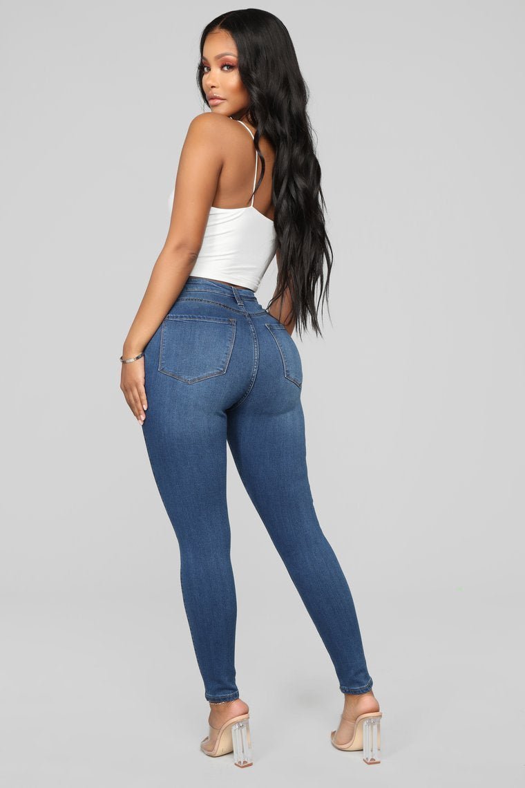 Classic High Waist 27" Skinny Jeans - Medium Blue Wash - jameswhite001