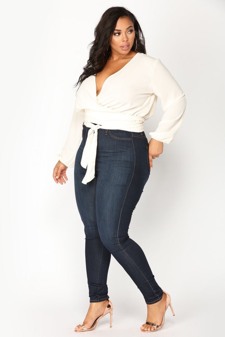 Classic High Waist Skinny Jeans - Dark - jameswhite001