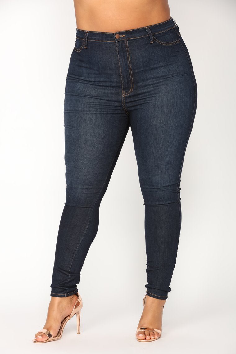 Classic High Waist Skinny Jeans - Dark - jameswhite001