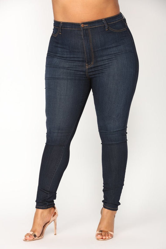 Classic High Waist Skinny Jeans - Dark - jameswhite001