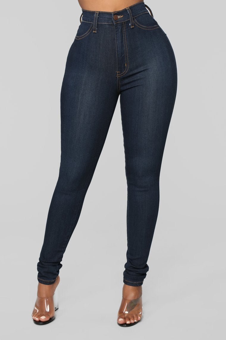 Classic High Waist Skinny Jeans - Dark - jameswhite001