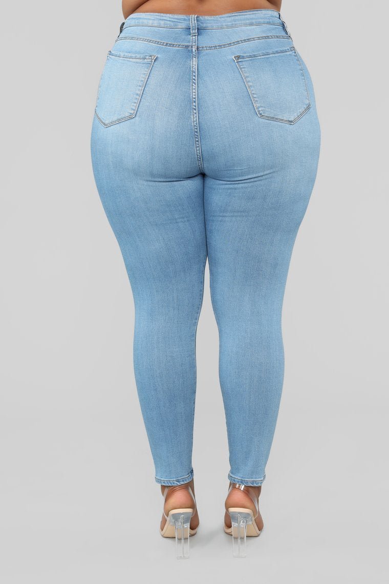 Classic High Waist Skinny Jeans Shorter Length - Light Wash - jameswhite001