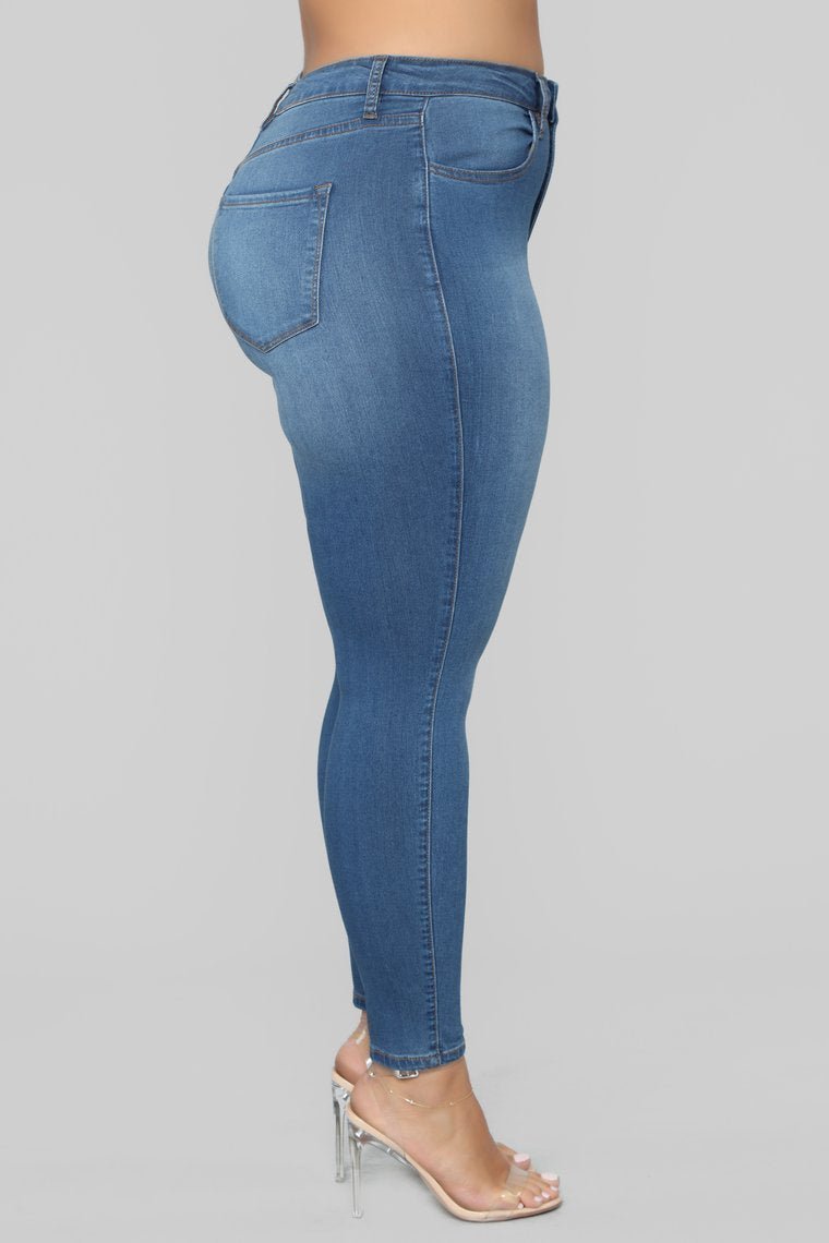 Classic Mid Rise Jeans Shorter Length - Medium Blue Wash - jameswhite001