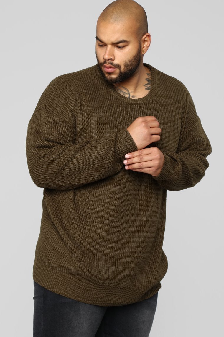 Cole Crew Neck Sweater - Olive - jameswhite001