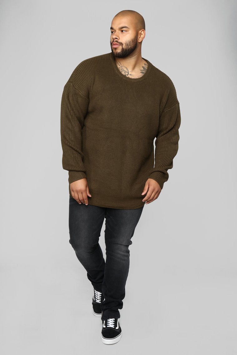 Cole Crew Neck Sweater - Olive - jameswhite001
