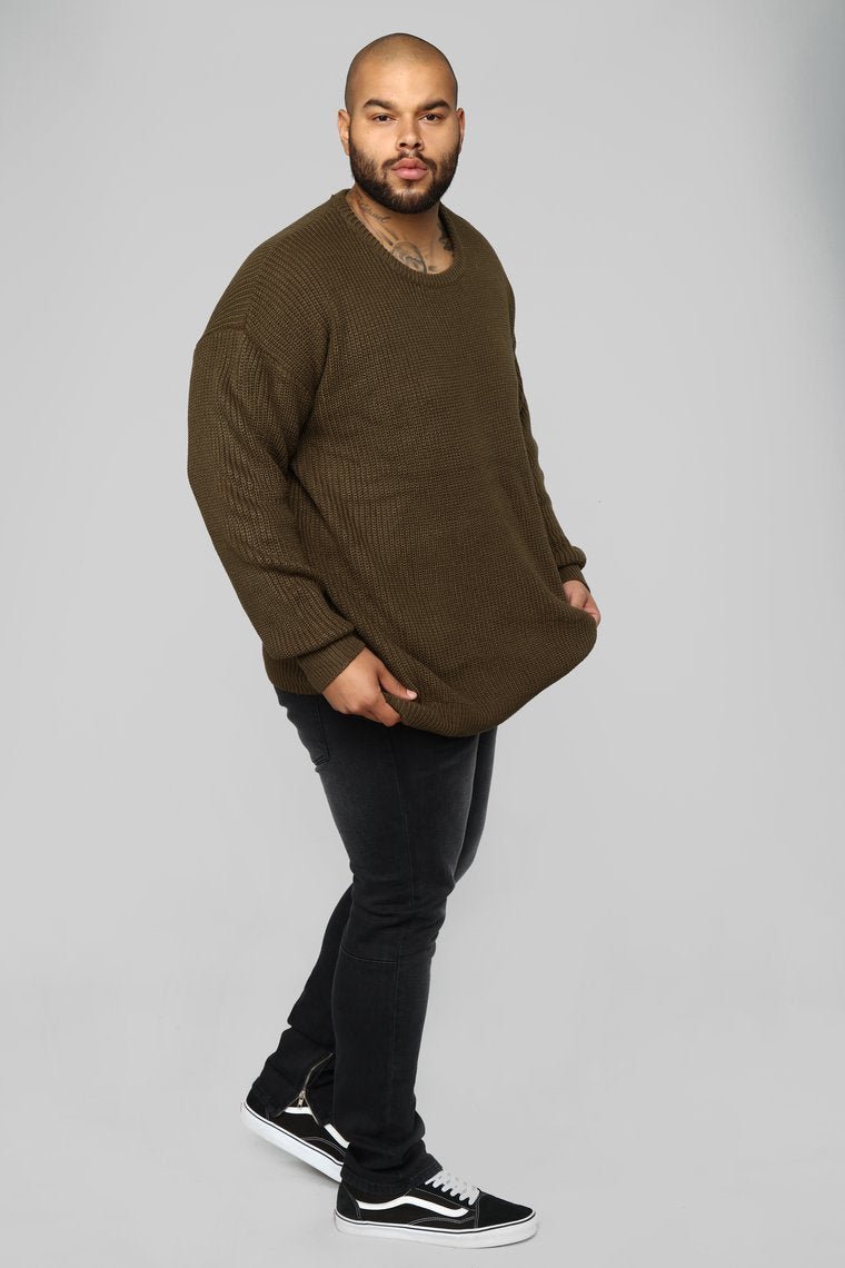 Cole Crew Neck Sweater - Olive - jameswhite001