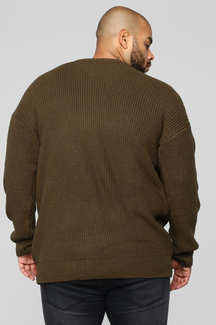 Cole Crew Neck Sweater - Olive - jameswhite001