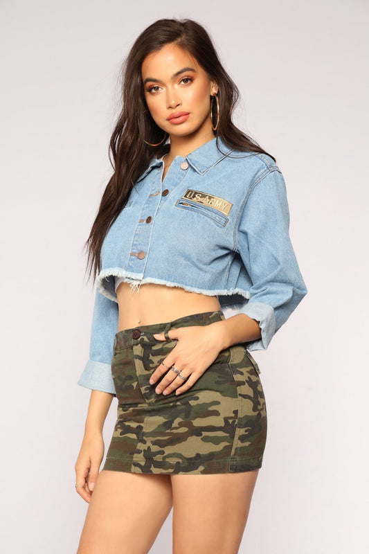 Commanding Officer Cropped Jacket - MediumBlue - jameswhite001