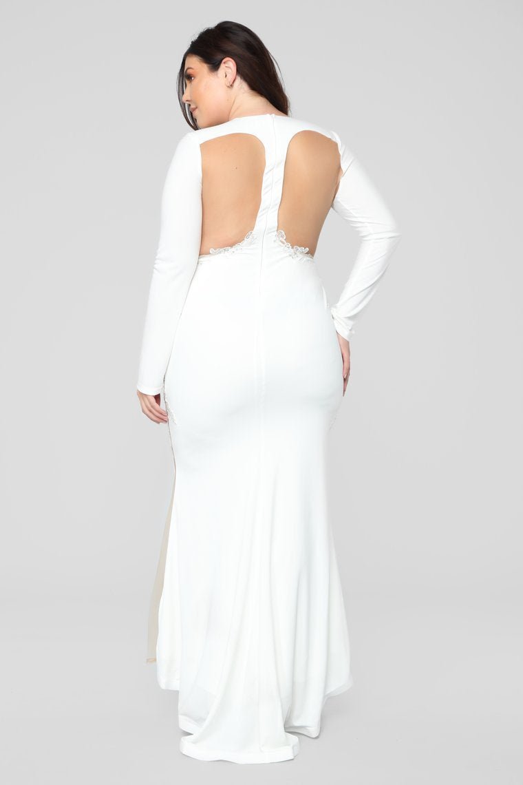 Craving Attention Mermaid Dress - White/Nude - jameswhite001