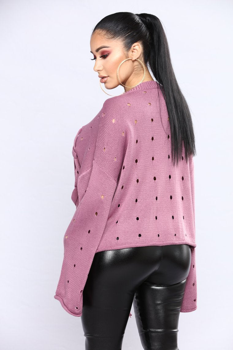 Criss Cross Me Sweater - Mauve - jameswhite001