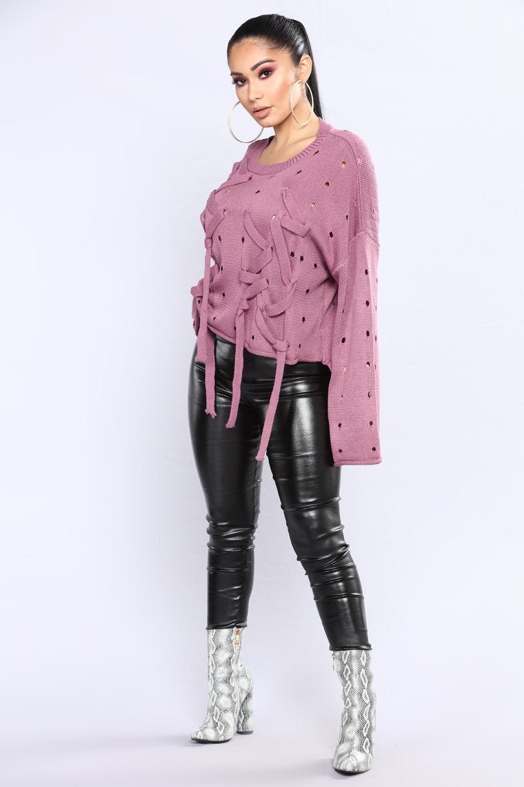 Criss Cross Me Sweater - Mauve - jameswhite001