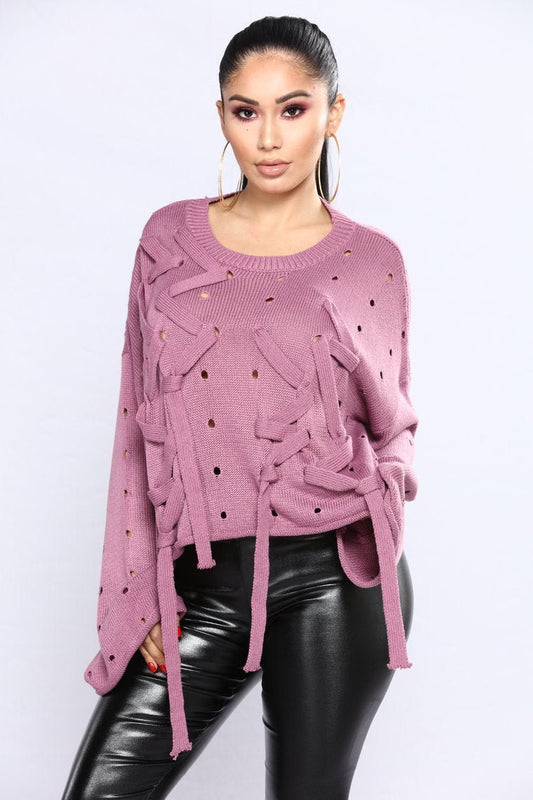 Criss Cross Me Sweater - Mauve - jameswhite001