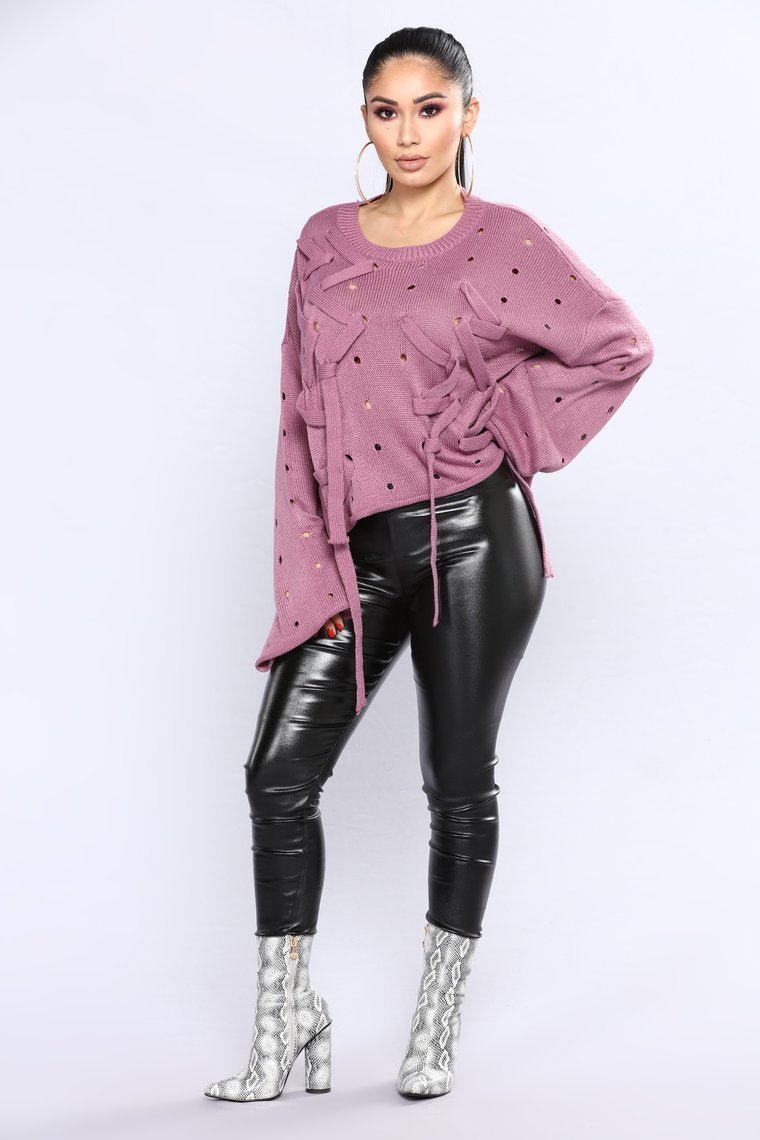 Criss Cross Me Sweater - Mauve - jameswhite001
