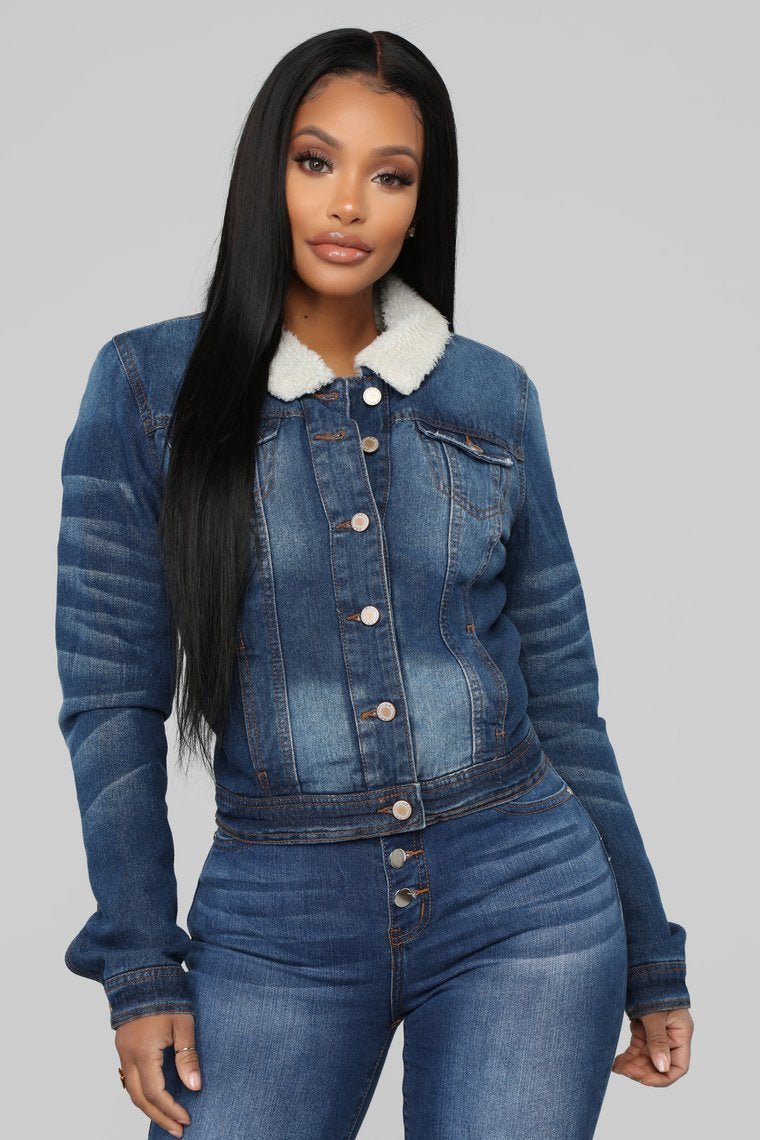 Cuddle Buddy Denim Jacket - Medium Wash - jameswhite001