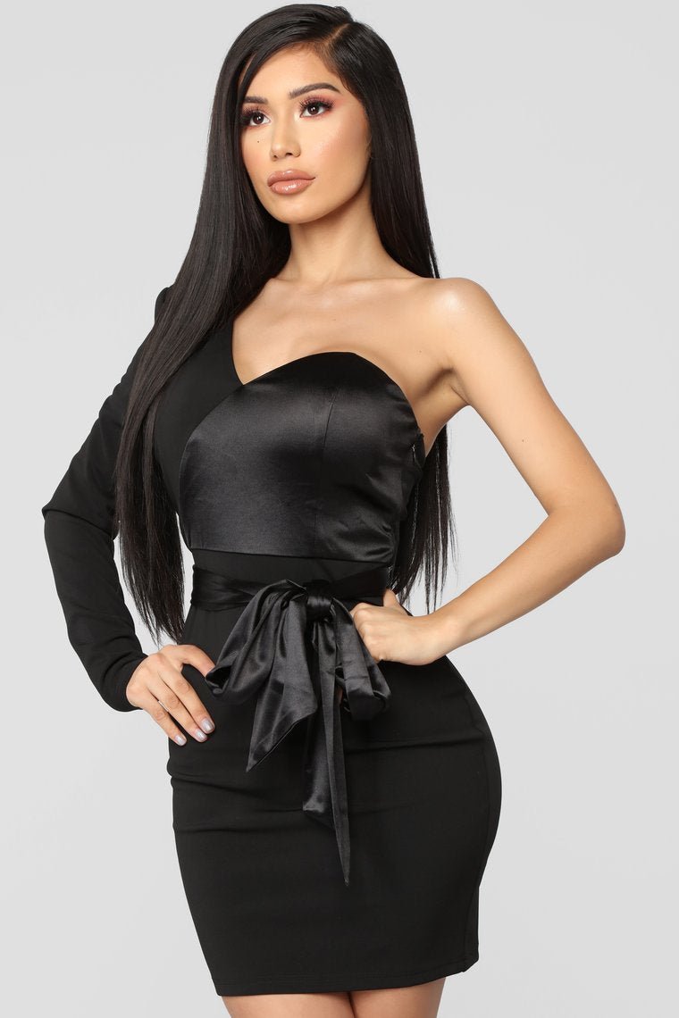Curse Of Curves One Shoulder Dress - Black - jameswhite001