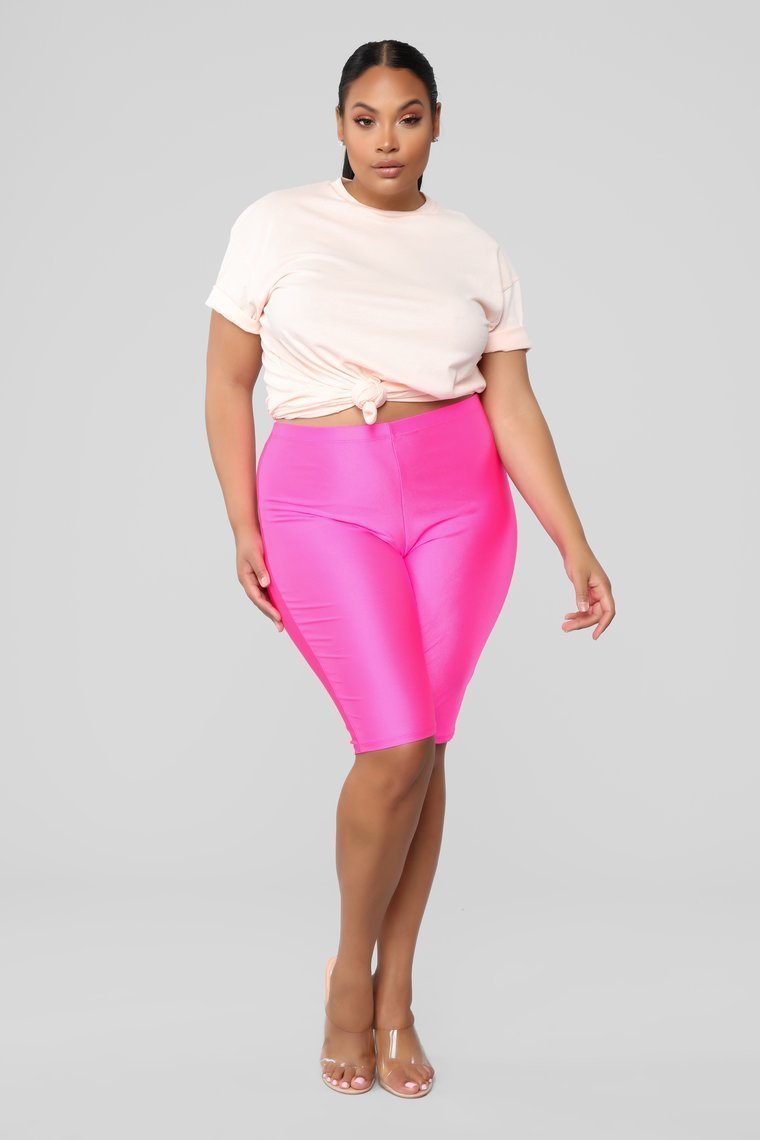 Curves For Days Biker Shorts - Hot Pink - jameswhite001