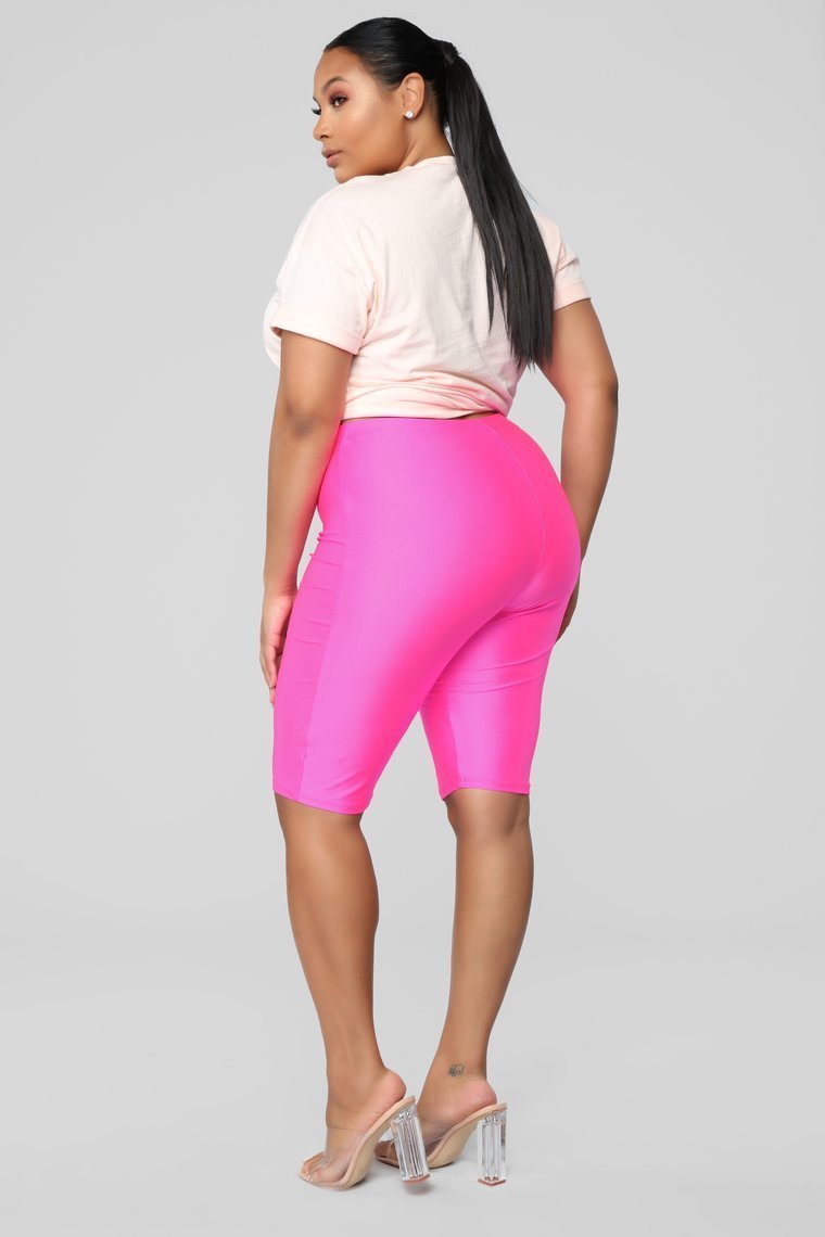 Curves For Days Biker Shorts - Hot Pink - jameswhite001