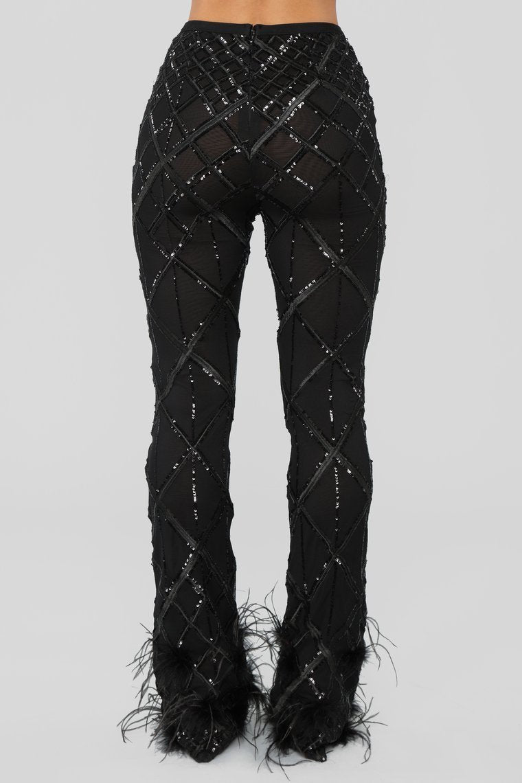 Dance With Me Sequin Pant Set - Black - jameswhite001