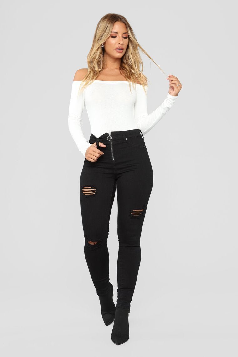 Day To Day Off Shoulder Bodysuit - Off White - jameswhite001