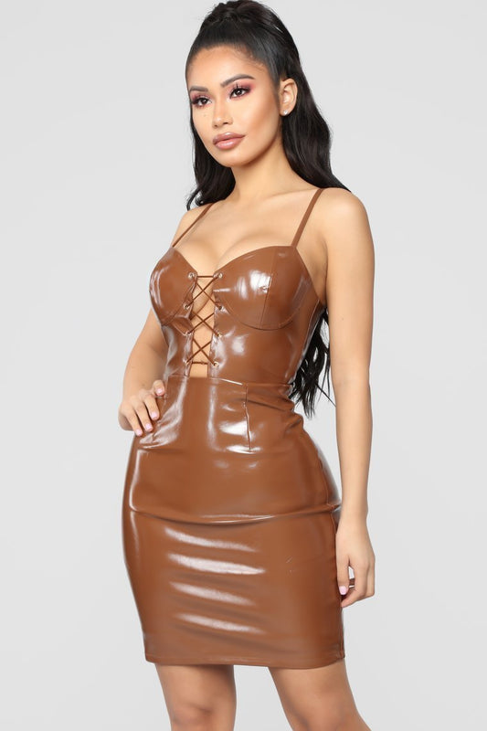 Daze Like This Lace Up Dress - Mocha - jameswhite001