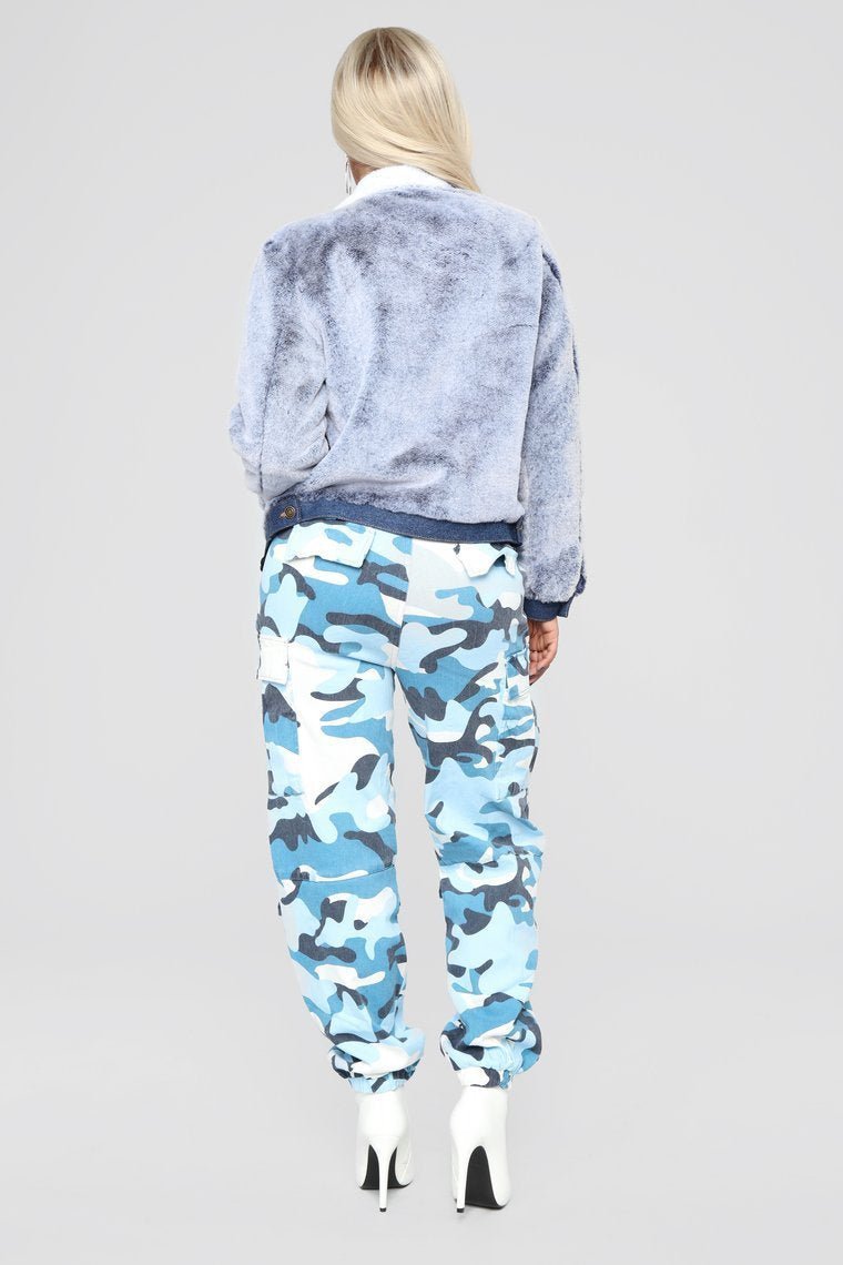 Do You Dirty Faux Fur Jacket - Blue - jameswhite001