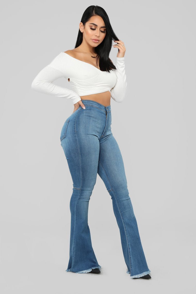 Don't Break My Heart Flare Jeans - Medium Blue Wash - jameswhite001
