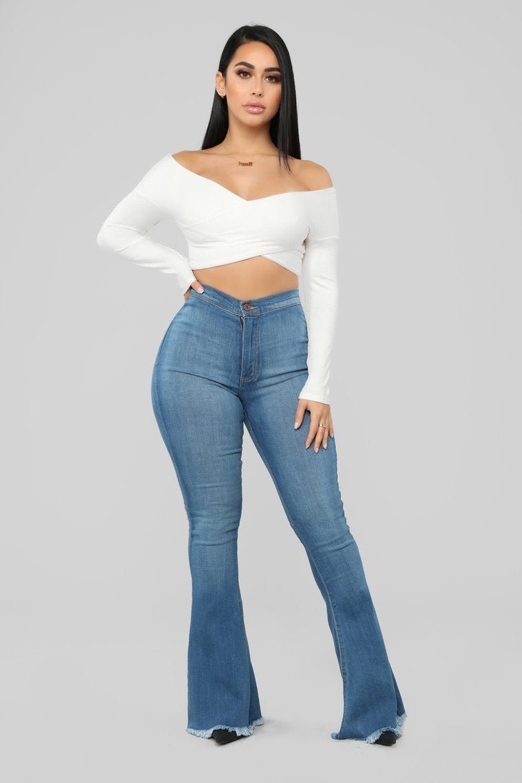 Don't Break My Heart Flare Jeans - Medium Blue Wash - jameswhite001