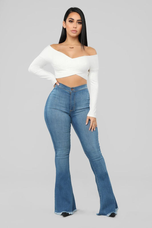 Don't Break My Heart Flare Jeans - Medium Blue Wash - jameswhite001