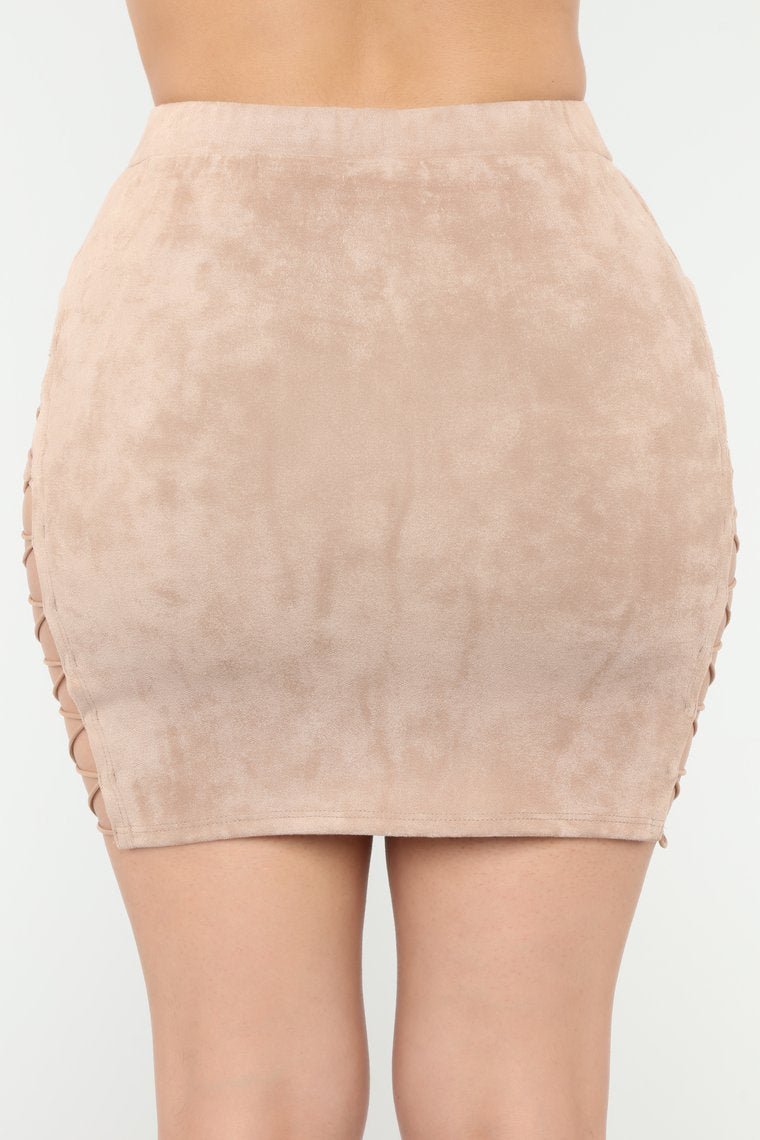 Dree Lace Up Mini Skirt - Taupe - jameswhite001