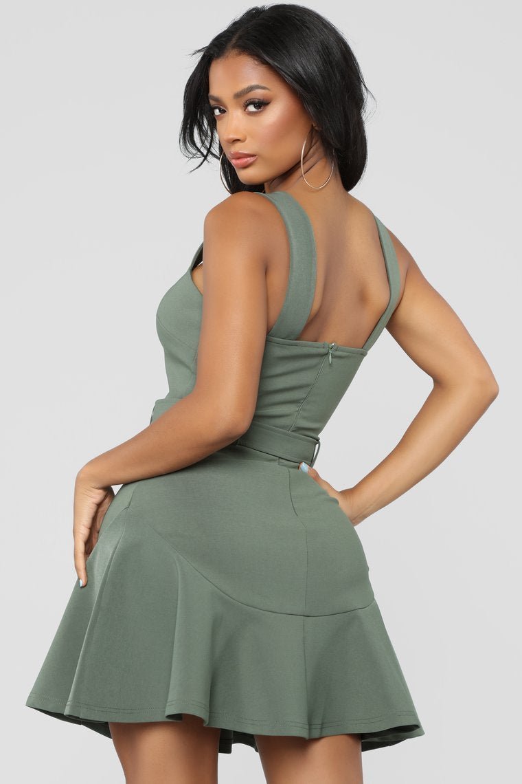 Dressed To Impress Ruffle Dress - Olive - jameswhite001