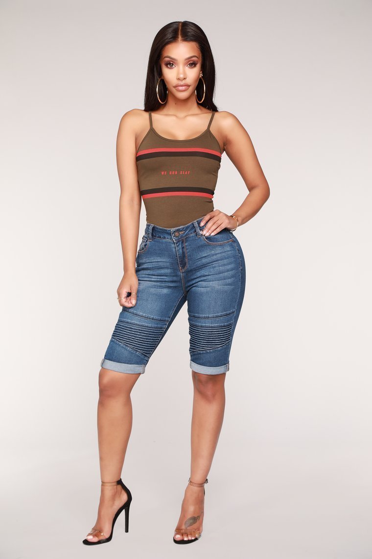 Drifter Moto Bermuda Shorts - Medium Blue Wash - jameswhite001