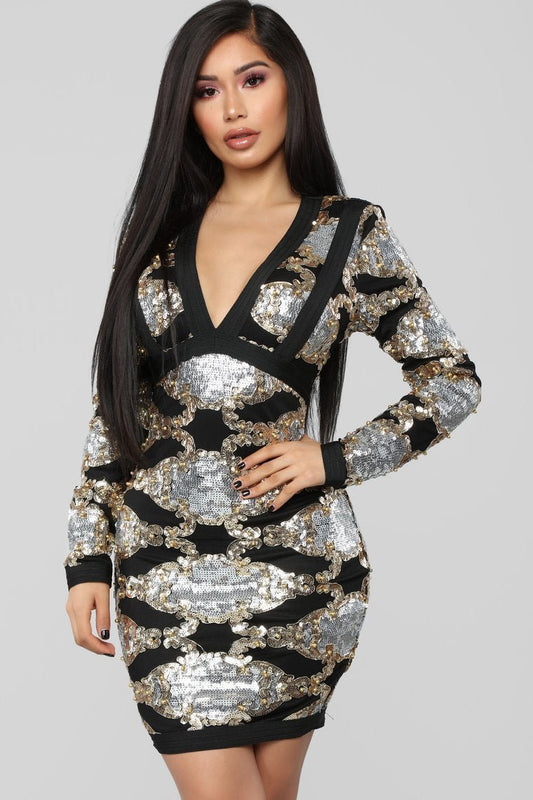 Drippin' In Diamonds Mini Dress - Black - jameswhite001
