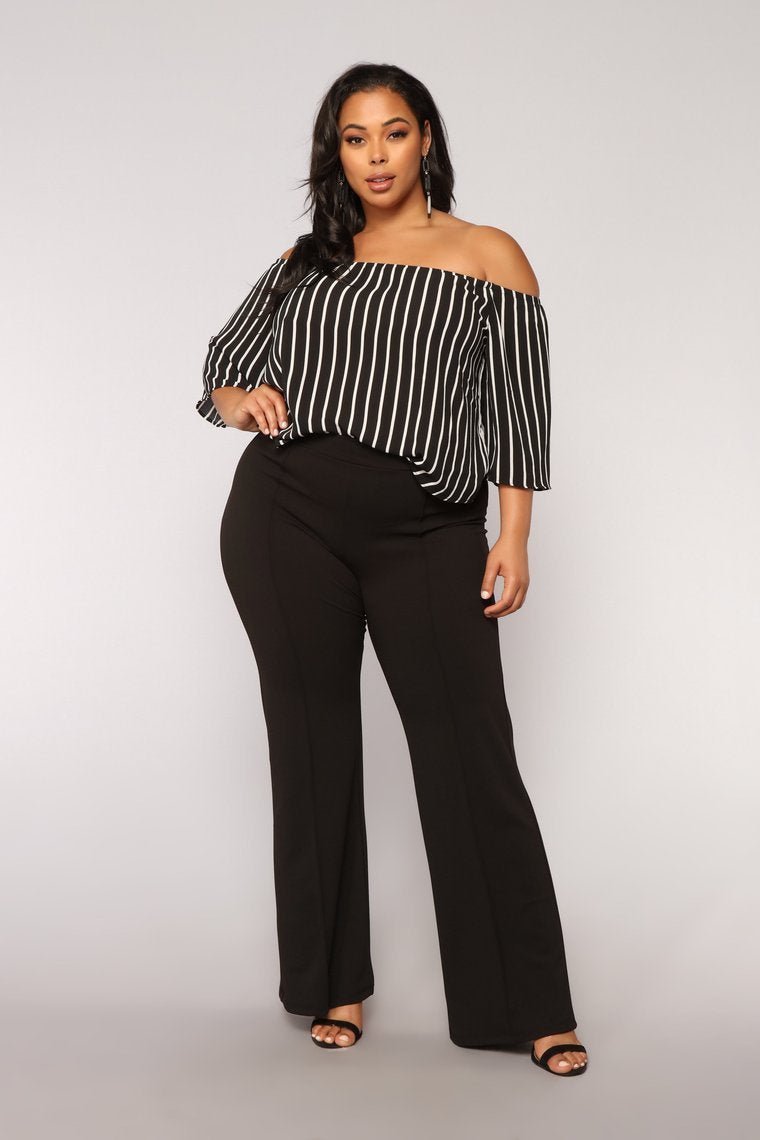 Edyth Off Shoulder Top - Black/White - jameswhite001