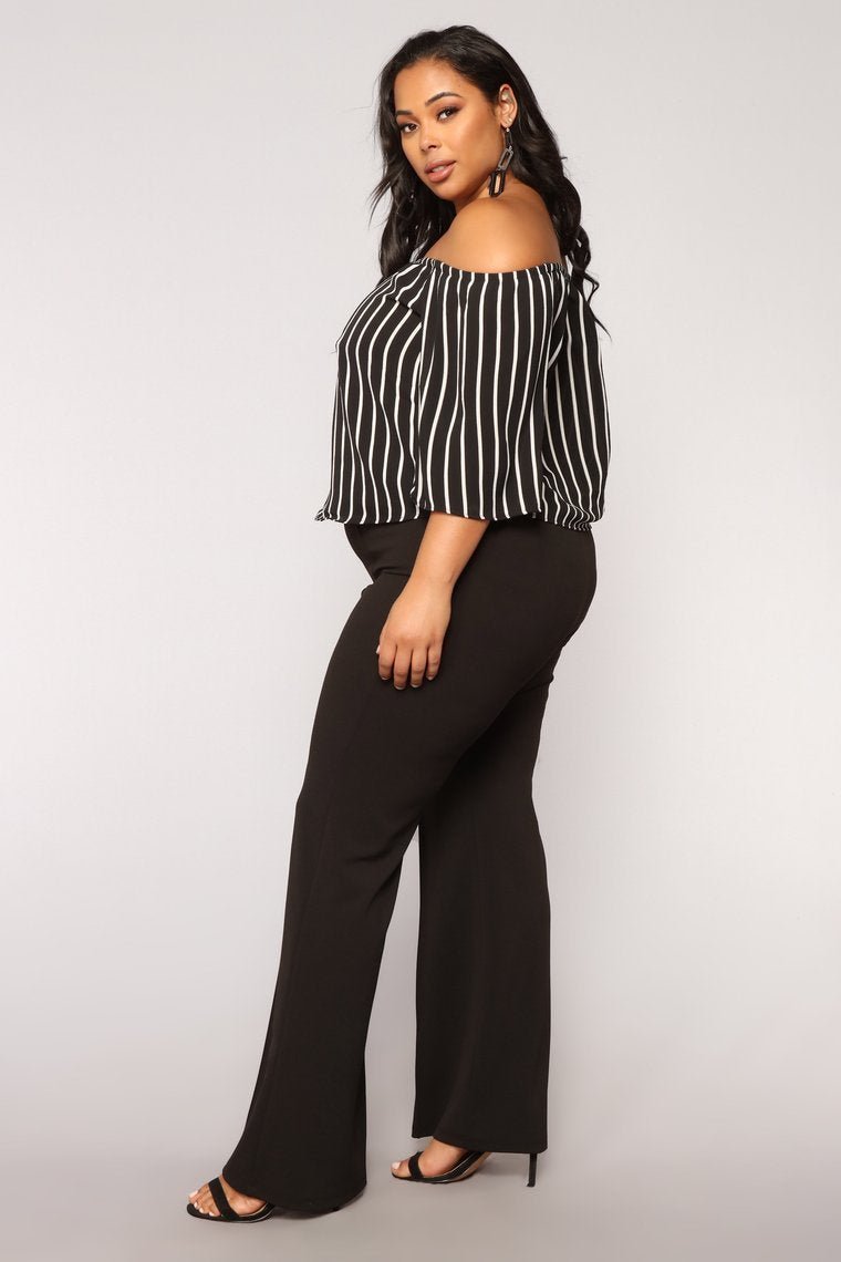 Edyth Off Shoulder Top - Black/White - jameswhite001