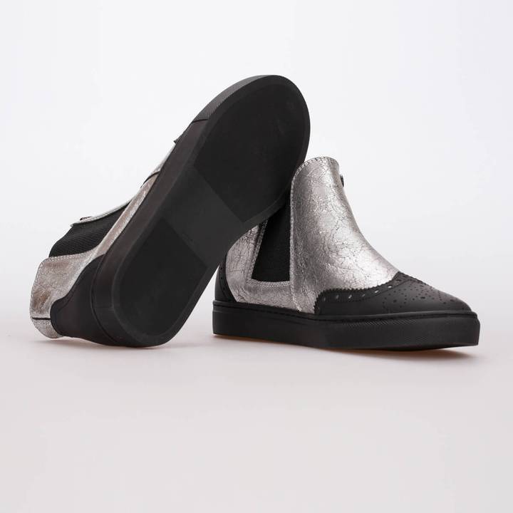 EMMA – LEATHER SILVER & MAT BLACK - jameswhite001